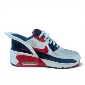 Nike Air Max 90 FlyEase Sneakers Youth 5.5 Collapsible Heel White Red Blue Shoes